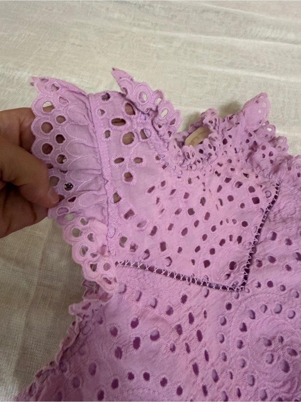 Gypsy and Gold Purple Eyelet Lace Sleeveless Top, Size S - Picture 9 of 10